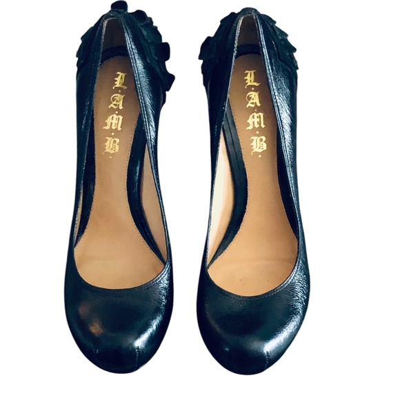 L.A.M.B. Shoes - L.A.M.B. Black Heels with Scalloped Edge